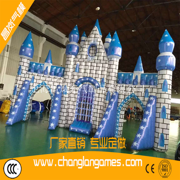 厂家直销充气拱门婚礼现场布置充气背景墙道具异形城堡宫殿拱门商场美陈气模