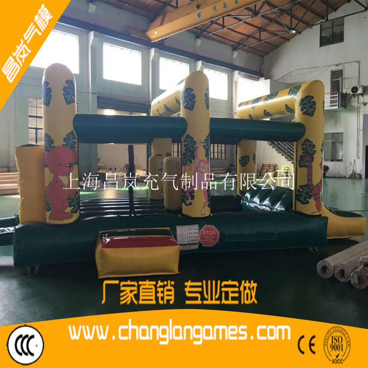 厂家直销充气儿童小跳床猴子城堡球池滑梯乐园 inflatable monkey bouncer pool slide combo game for kids
