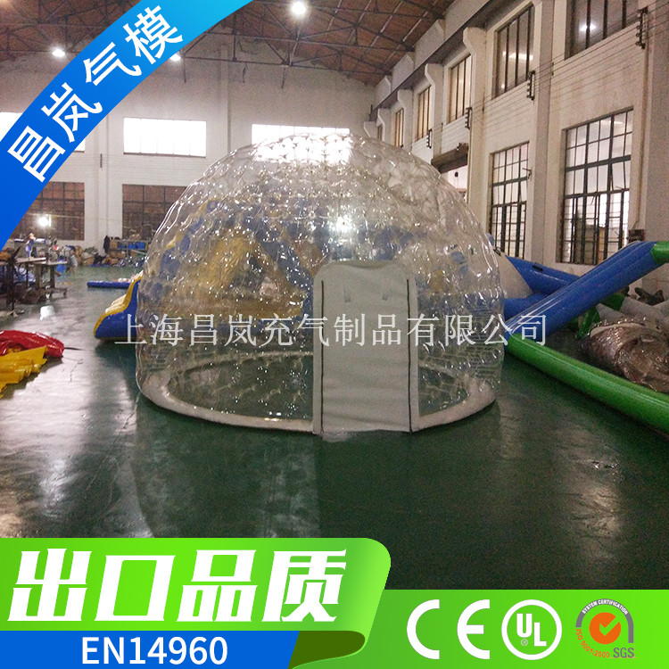 厂家直销现货出售充气透明帐篷 户外餐厅创意透明泡泡屋移动餐厅 灯光透明半圆球体双层闭气充气帐篷展览美陈