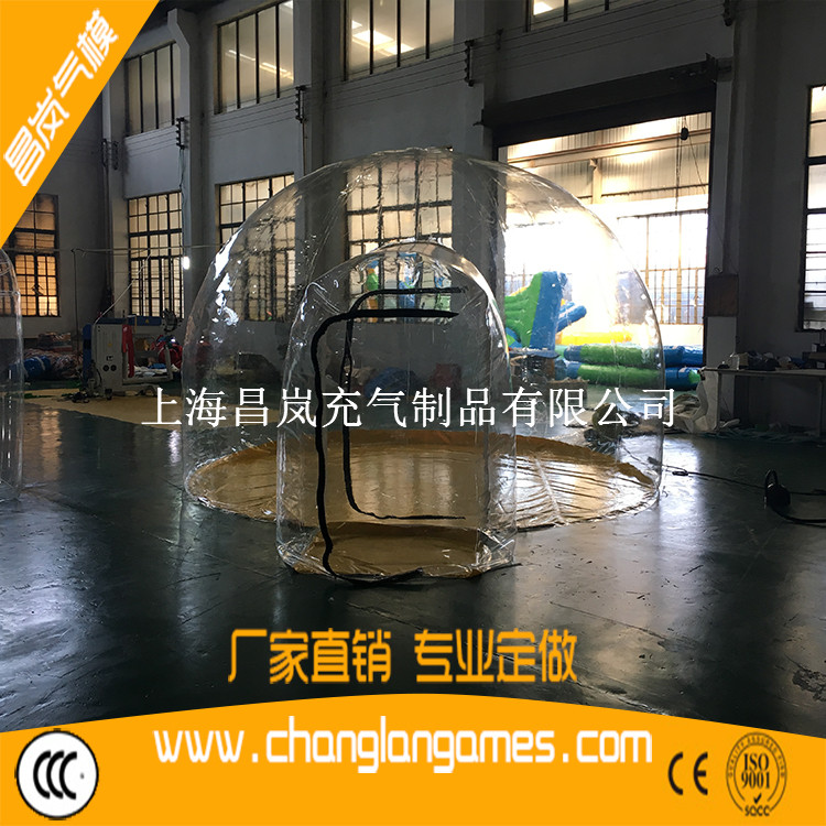 厂家直供 充气透明帐篷 透明单层泡泡屋 PVC透明帐篷定做 透明帐篷带框架通道