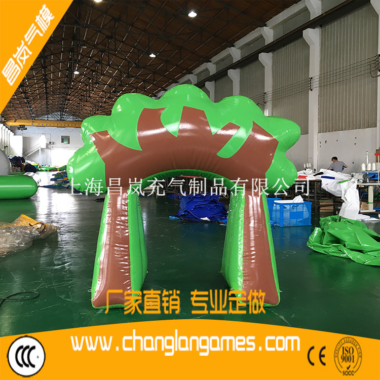 厂家专业定做 充气绿色拱门 儿童乐园充气隧道创意充气树木拱门 舞台表演PVC夹网布充气树木道具定制