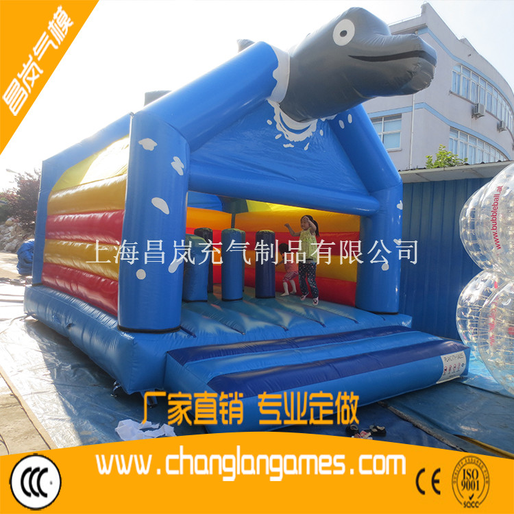 厂家直销充气城堡海狮海狗海豹鲨鱼带顶蹦蹦床儿童充气堡定做