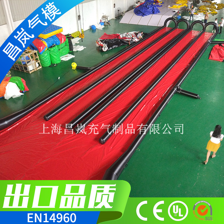 充气滑道 城市水滑道 充气漂流水道定做 4滑道充气蓄水池滑道 inflatable water slide