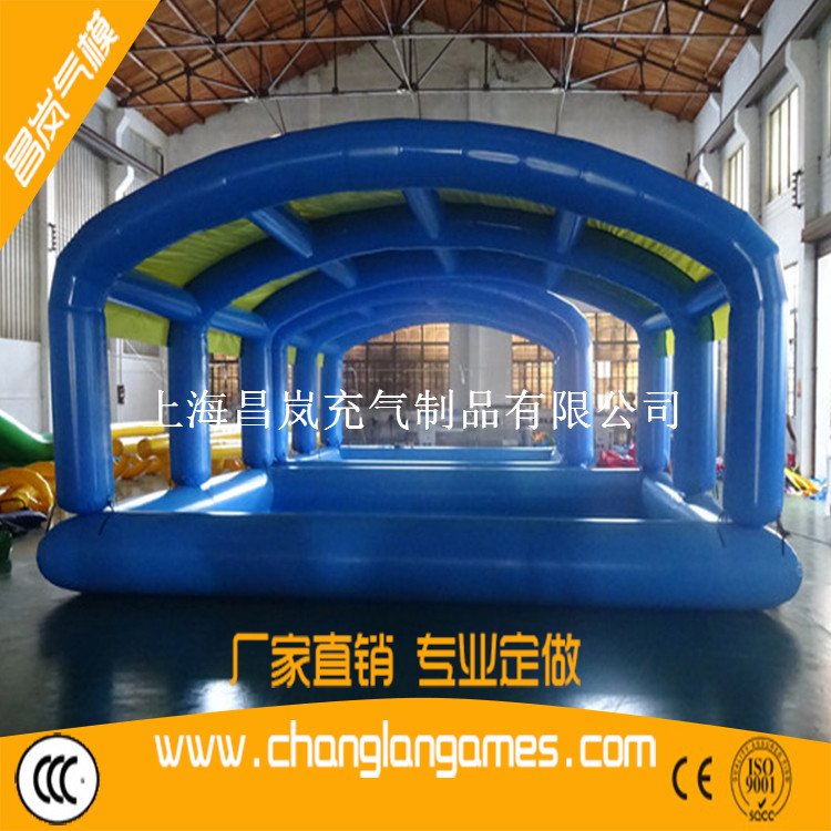 厂家直销PVC夹网布高质量充气水池带防嗮帐篷顶 inflatable pool with tent