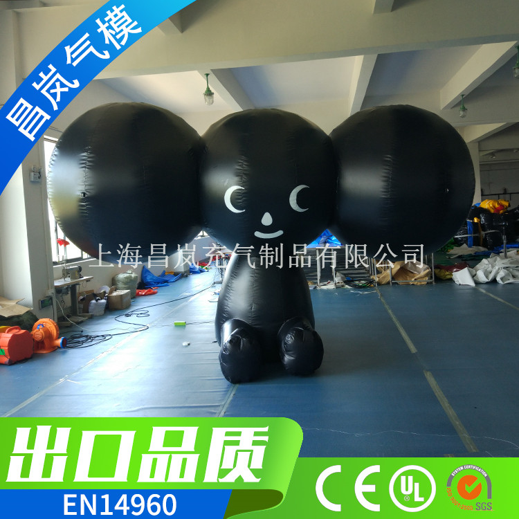 厂家专业定做气模卡通 3米高大耳朵充气卡通模型 可爱的黑卡桶充气气模 商场广告品牌宣传吉祥物卡通气模模型定做