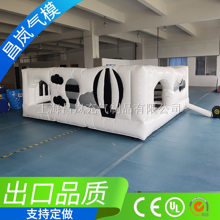 厂家专业定做 充气黑白系列主题跳床LOGO字母四面围墙 充气城堡 儿童过家家亲子餐厅乐园系列蹦床